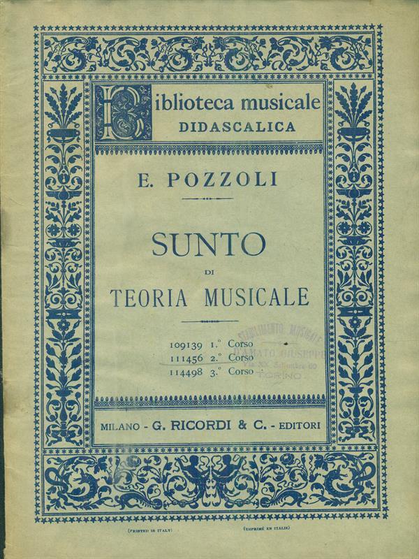 Sunto di teoria musicale. 2o corso