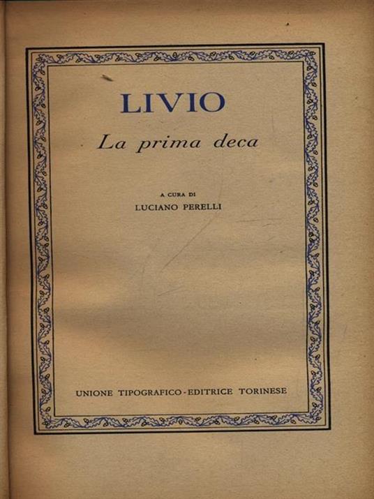 La prima deca - Tito Livio - copertina