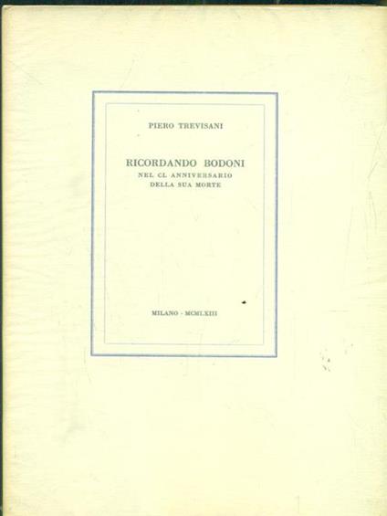 Ricordando Bodoni - Piero Trevisani - copertina