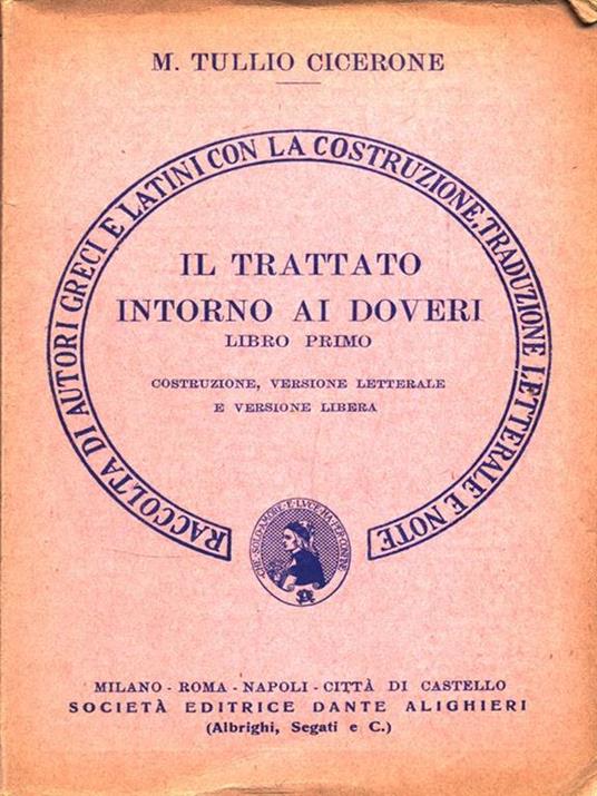 Il trattato intorno ai doveri. Libro primo - M. Tullio Cicerone - copertina