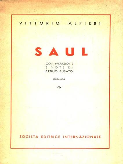 Saul - Vittorio Alfieri - copertina
