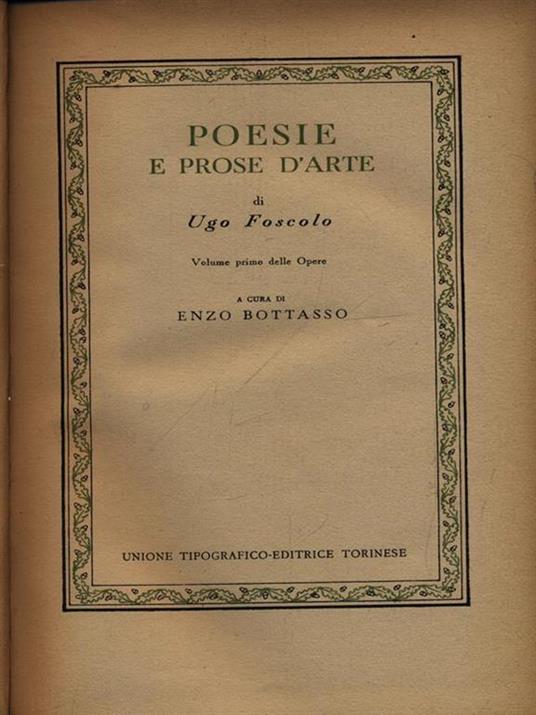Poesie e prose d'arte - Ugo Foscolo - copertina