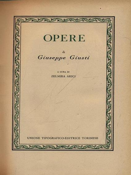 Opere - Giuseppe Giusti - copertina