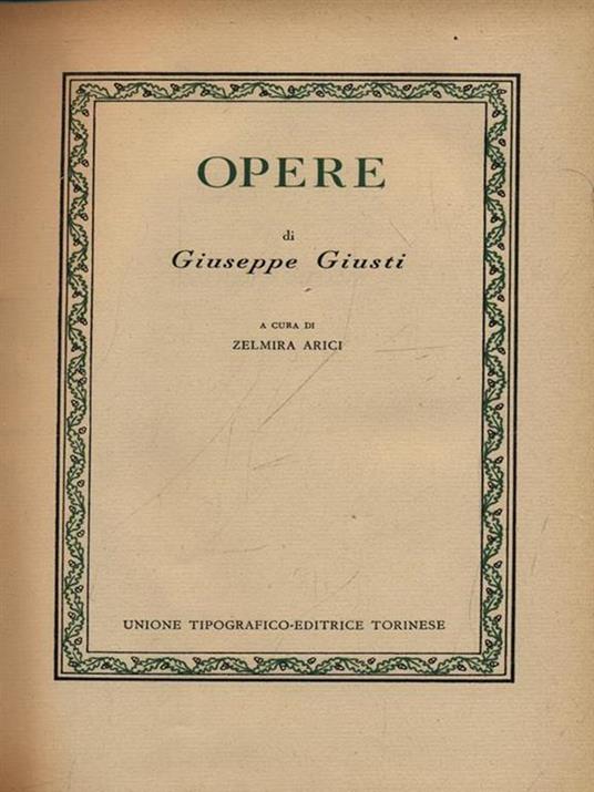 Opere - Giuseppe Giusti - copertina