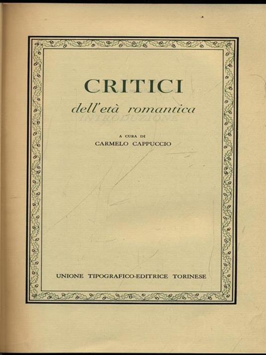 Critici dell'età romantica - copertina