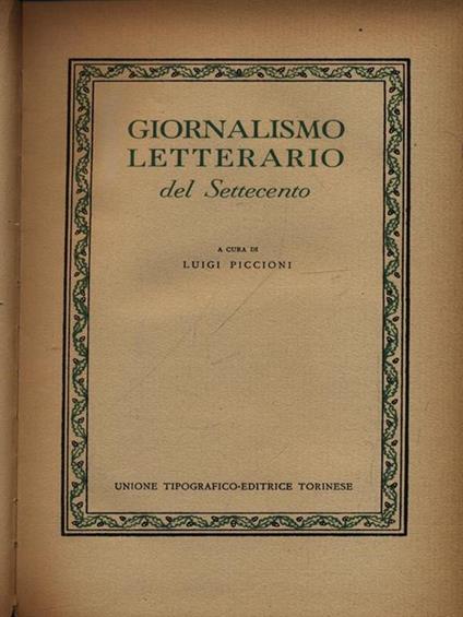 Giornalismo letterario del settecento - copertina