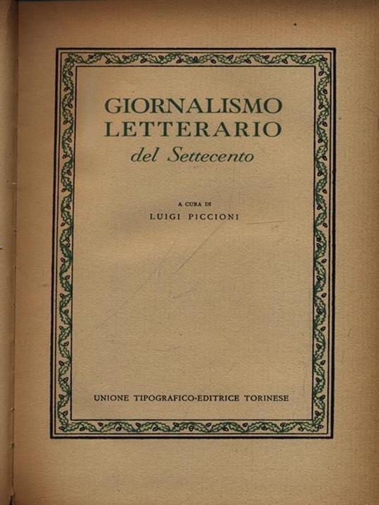 Giornalismo letterario del settecento - copertina