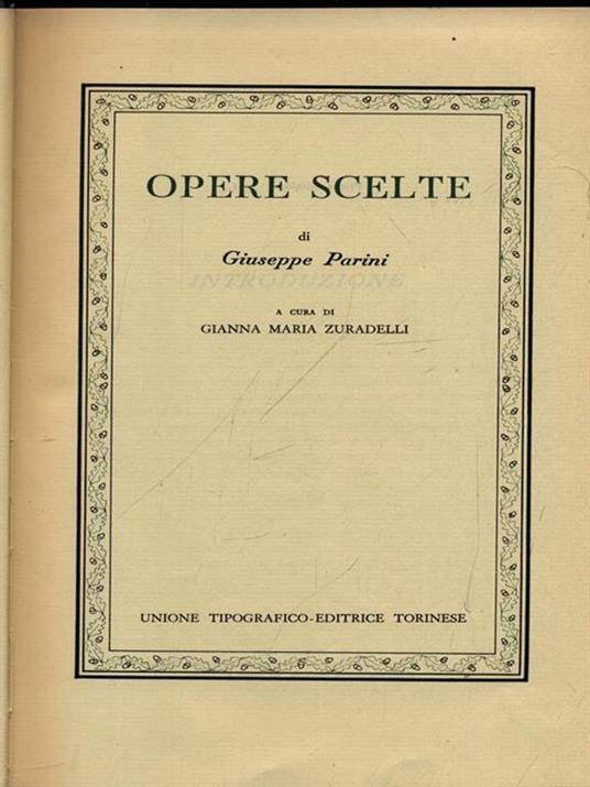 Opere scelte - Giuseppe Parini - copertina