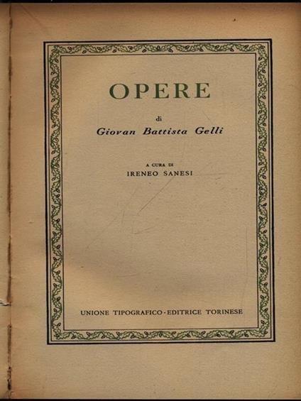 Opere - Giambattista Gelli - copertina