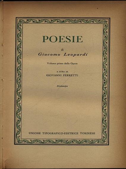 Poesie - Giacomo Leopardi - copertina