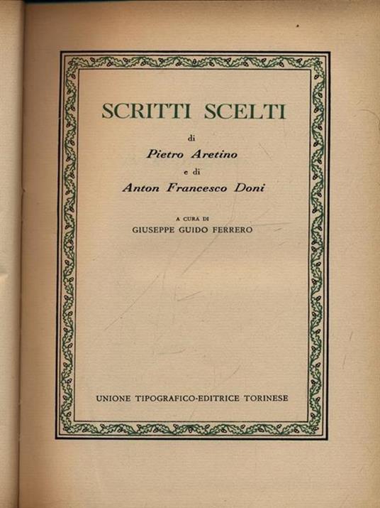 Scritti scelti - Pietro Aretino - copertina