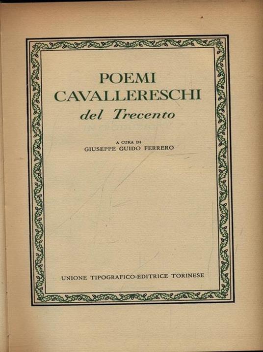 Poemi cavallereschi del trecento - copertina