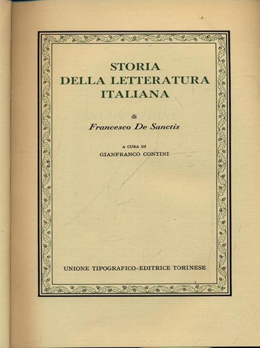 Storia della letteratura italiana - Francesco De Sanctis - copertina
