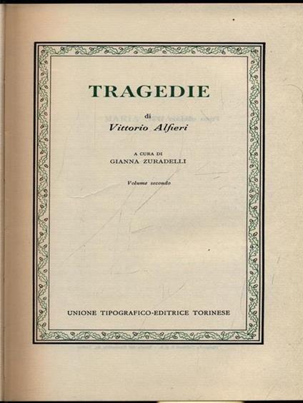 Tragedie vol 2 - Vittorio Alfieri - copertina