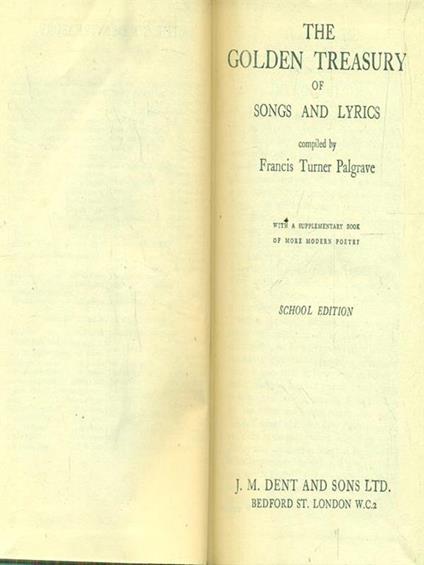 The golden treasury of songs and lyrics - Francis Turner Palgrave - copertina