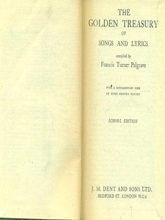 The golden treasury of songs and lyrics - Francis Turner Palgrave - copertina