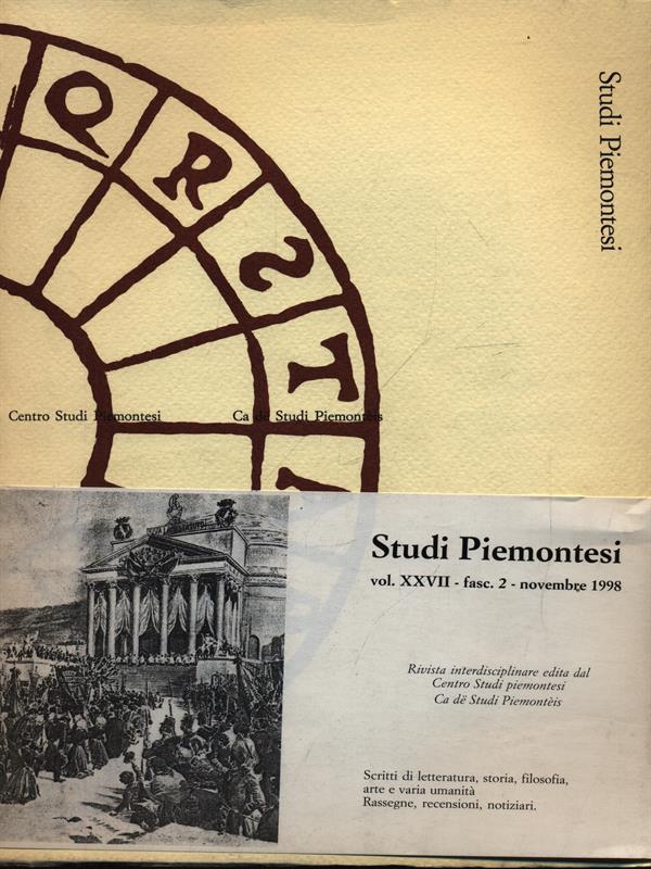 Studi Piemontesi vol. XXVII fasc. 2/novembre 1998