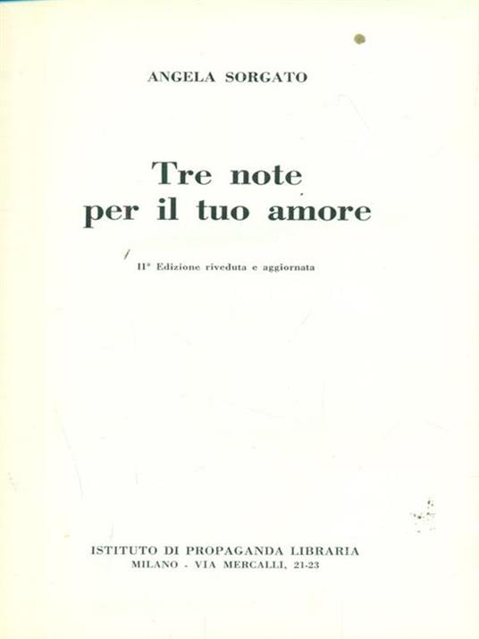 Tre note per il tuo amore - Angela Sorgato - copertina