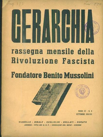 Gerarchia. N 9 - Settembre 1935 - copertina