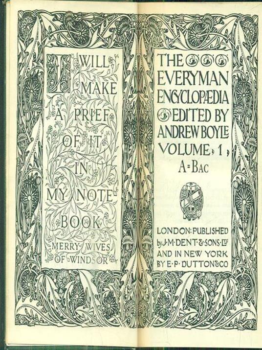 The Everyman Encyclopedia. Volume 1 - copertina