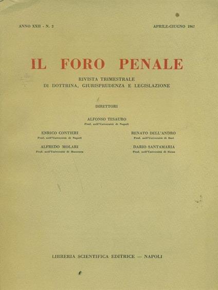 Il  foro penale n. 2 Aprile. Giugno 1967 - copertina