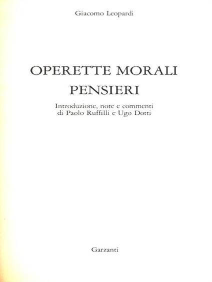 Operette morali - Giacomo Leopardi - copertina