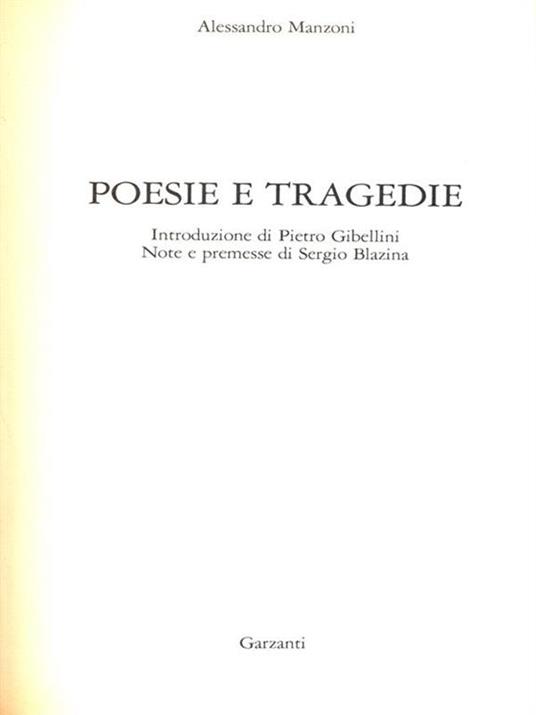 Poesie e tragedie - Alessandro Manzoni - copertina