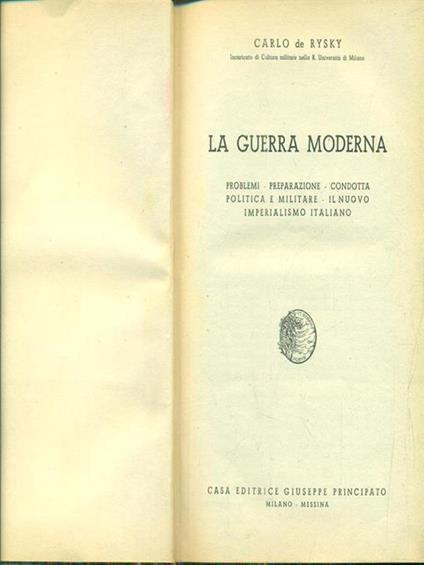 La guerra moderna - Carlo De Rysky - copertina