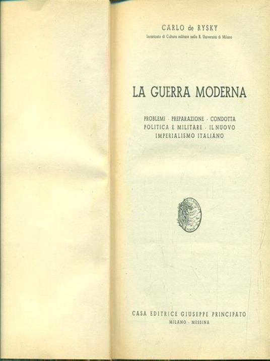 La guerra moderna - Carlo De Rysky - copertina
