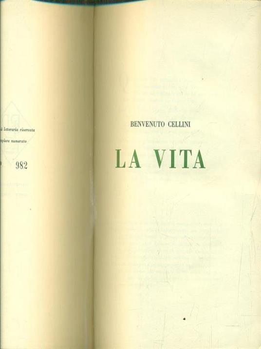 La vita - Benvenuto Cellini - copertina
