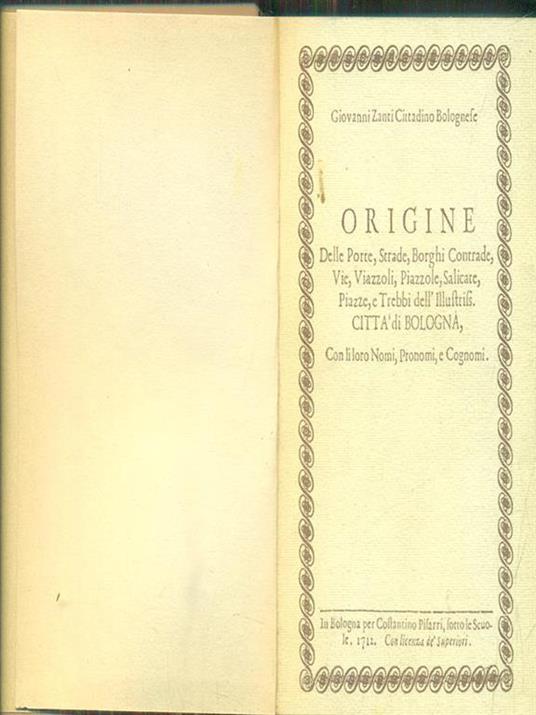 Origine delle porte, strade, borghi, contrade - copertina