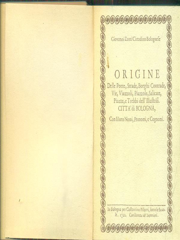 Origine delle porte, strade, borghi, contrade