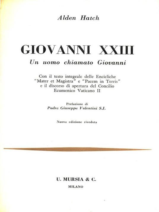 Giovanni XXIII - Alden Hatch - copertina