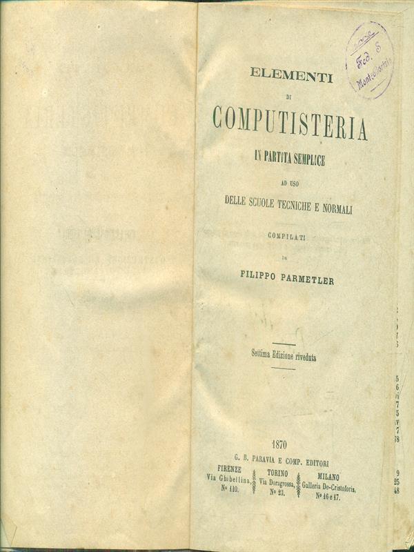 Elementi di computisteria in partita semplice