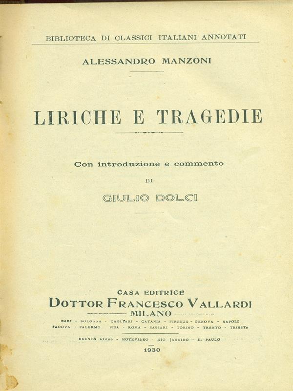 Liriche e tragedie