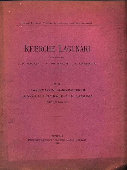 Ricerche Lagunari N. 8 - copertina