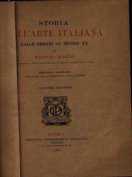 Storia dell'arte italiana vol. 2 - Basilio Magni - copertina