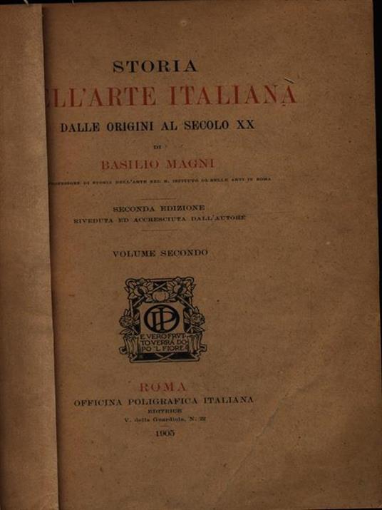 Storia dell'arte italiana vol. 2 - Basilio Magni - copertina