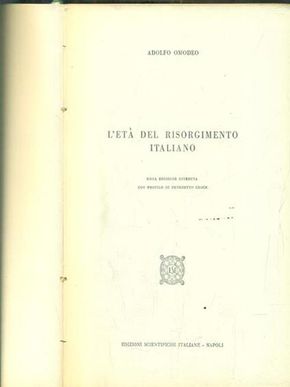 L' età del risorgimento italiano - Adolfo Omodeo - copertina