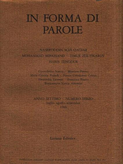 In forma di parole. Anno settimo Libro Terzo 1986 - copertina