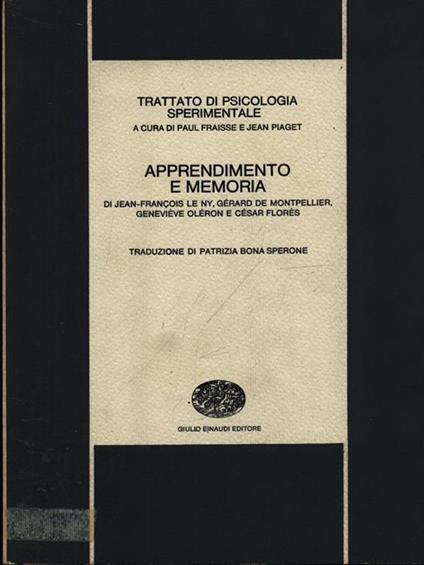 Apprendimento e memoria - copertina