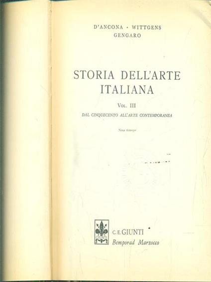Storia dell'arte italiana. Volume III - copertina