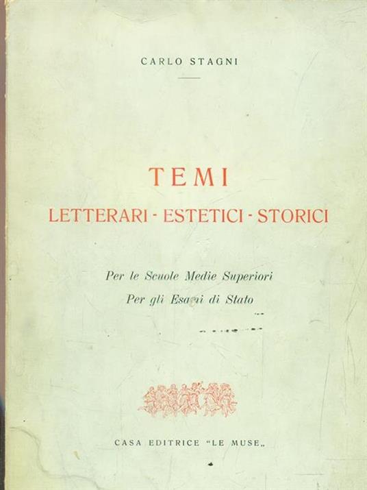 Temi letterari. estetici. Storici - Carlo Stagni - copertina