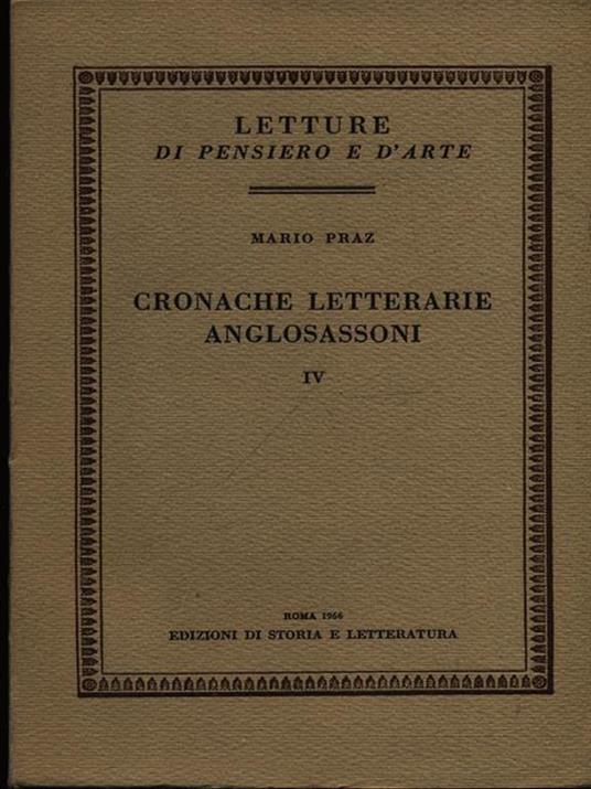 Cronache letterarie anglosassoni - Mario Praz - copertina