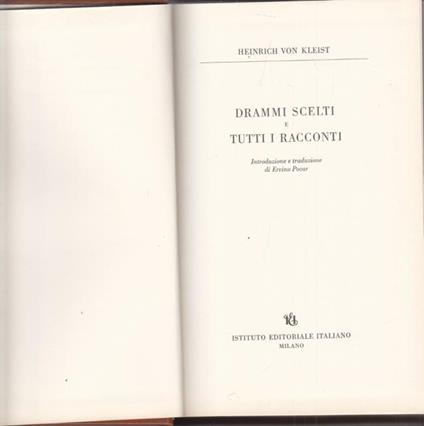 Drammi scelti e tutti i racconti - Heinrich von Kleist - copertina