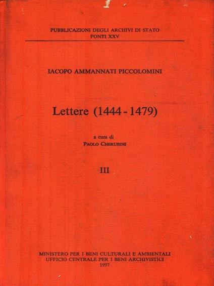Lettere (1444-1479) - Iacopo Ammannati Piccolomini - copertina