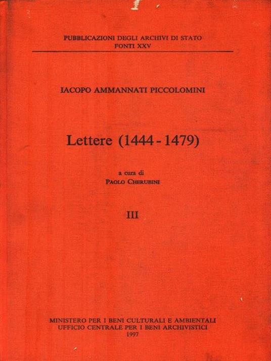 Lettere (1444-1479) - Iacopo Ammannati Piccolomini - copertina