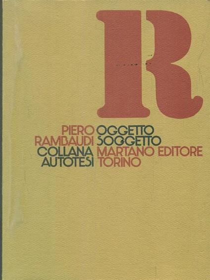 Oggetto soggetto - Piero Rambaudi - copertina