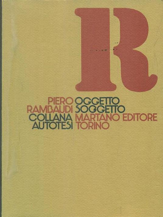 Oggetto soggetto - Piero Rambaudi - copertina