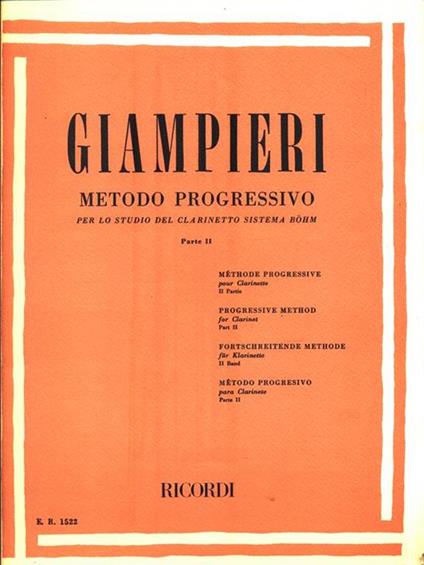 Metodo progressivo per lo studio del clarinetto sistema Bohm. Parte II - Alamiro Giampiero - copertina
